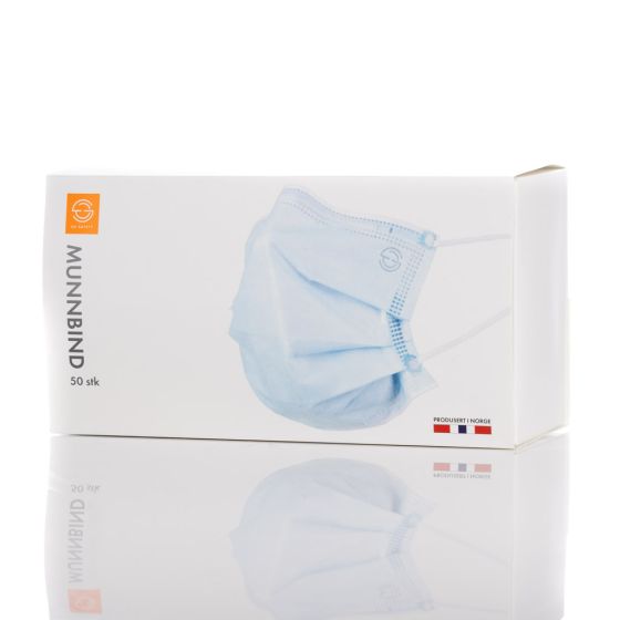 Munnbind blå pakke med 50 stk front