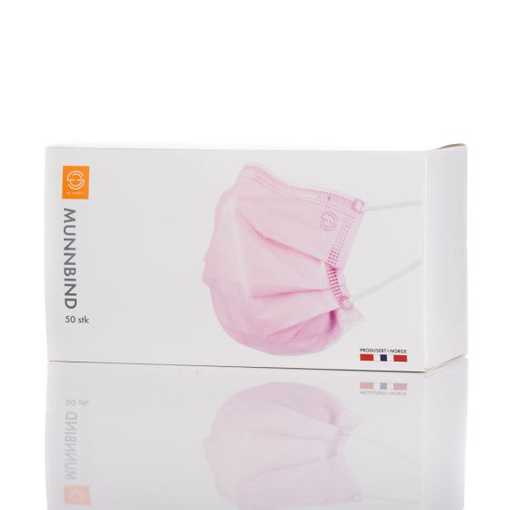 Munnbind rosa pakke med 50 stk front